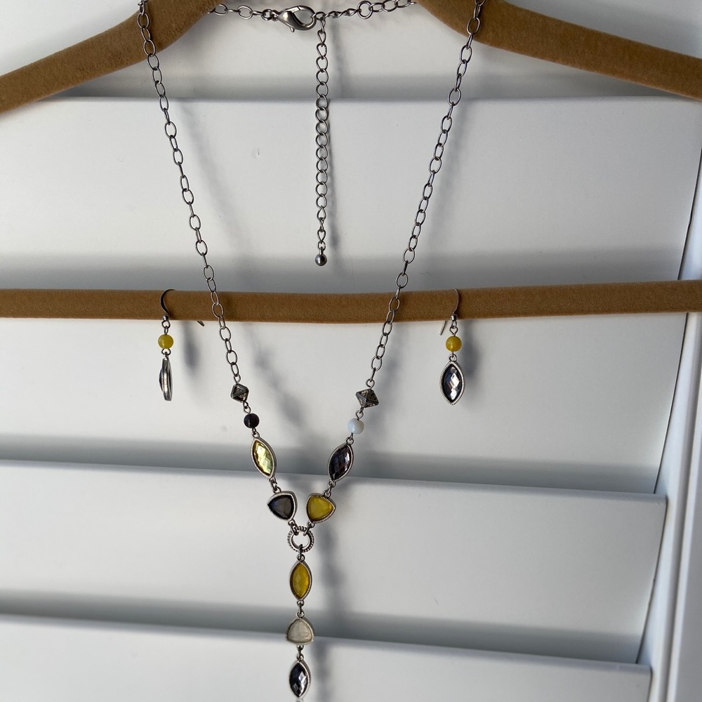 Charming Charlie Yellow Tassel Necklace/Earrings